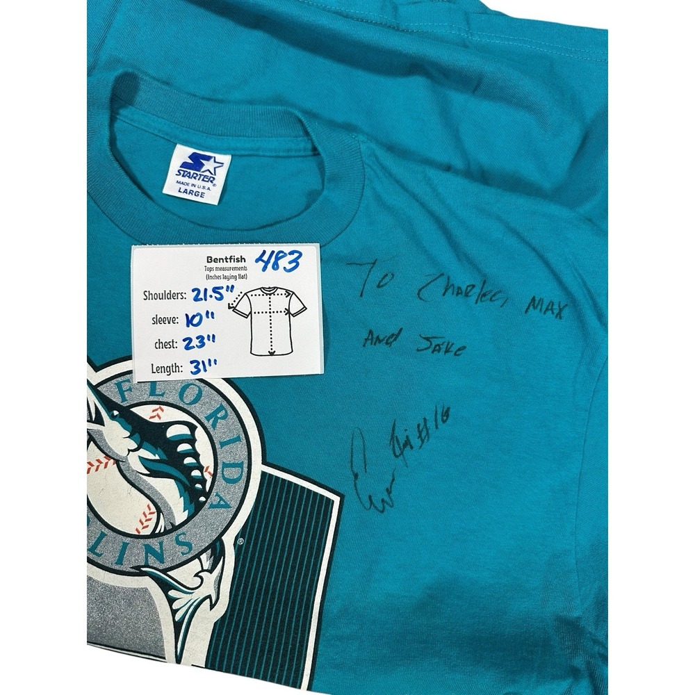 Vintage Starter MLB Florida Marlins 1997 World Series Baseball Shirt Large Auto - Picture 9 of 9